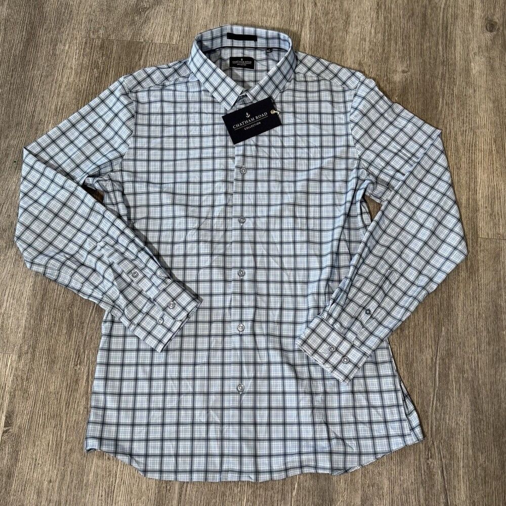 Chatham Road Collection Long Sleeve Button Down Casual Blue Gray Plaid NWT Small - Picture 1 of 10